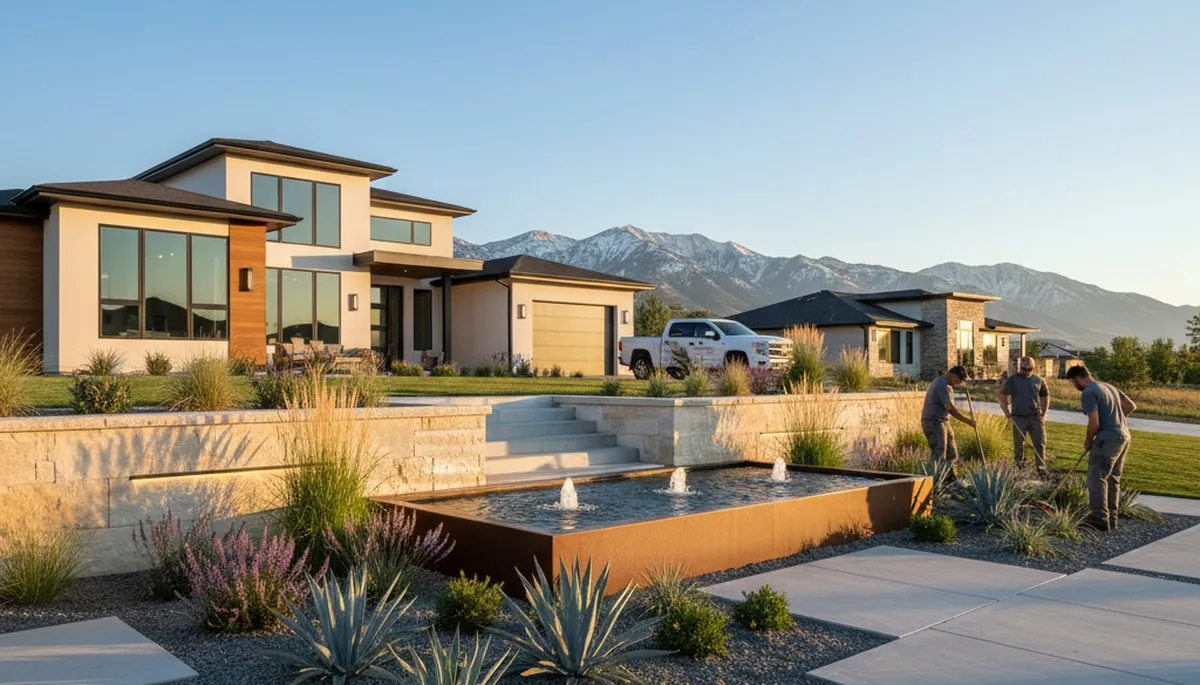 Landscaping crew providing lawn care services in Salt Lake City, UT